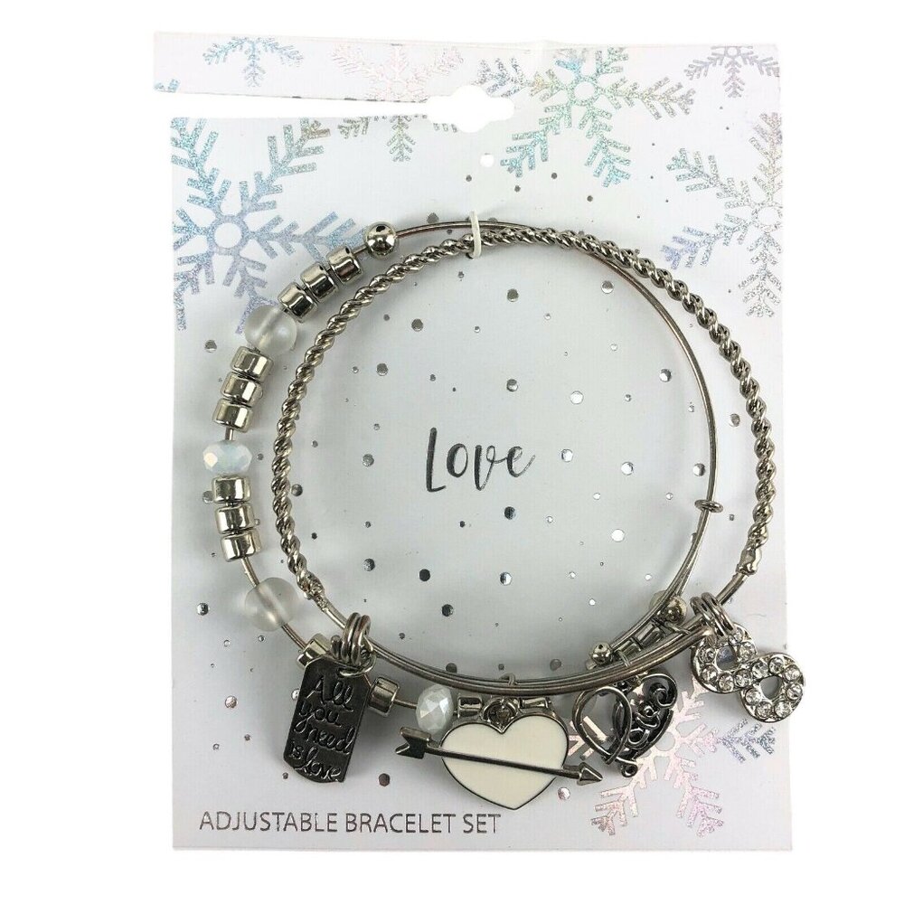 Bangle Charm Bracelet Silver-tone All You Need Is Love